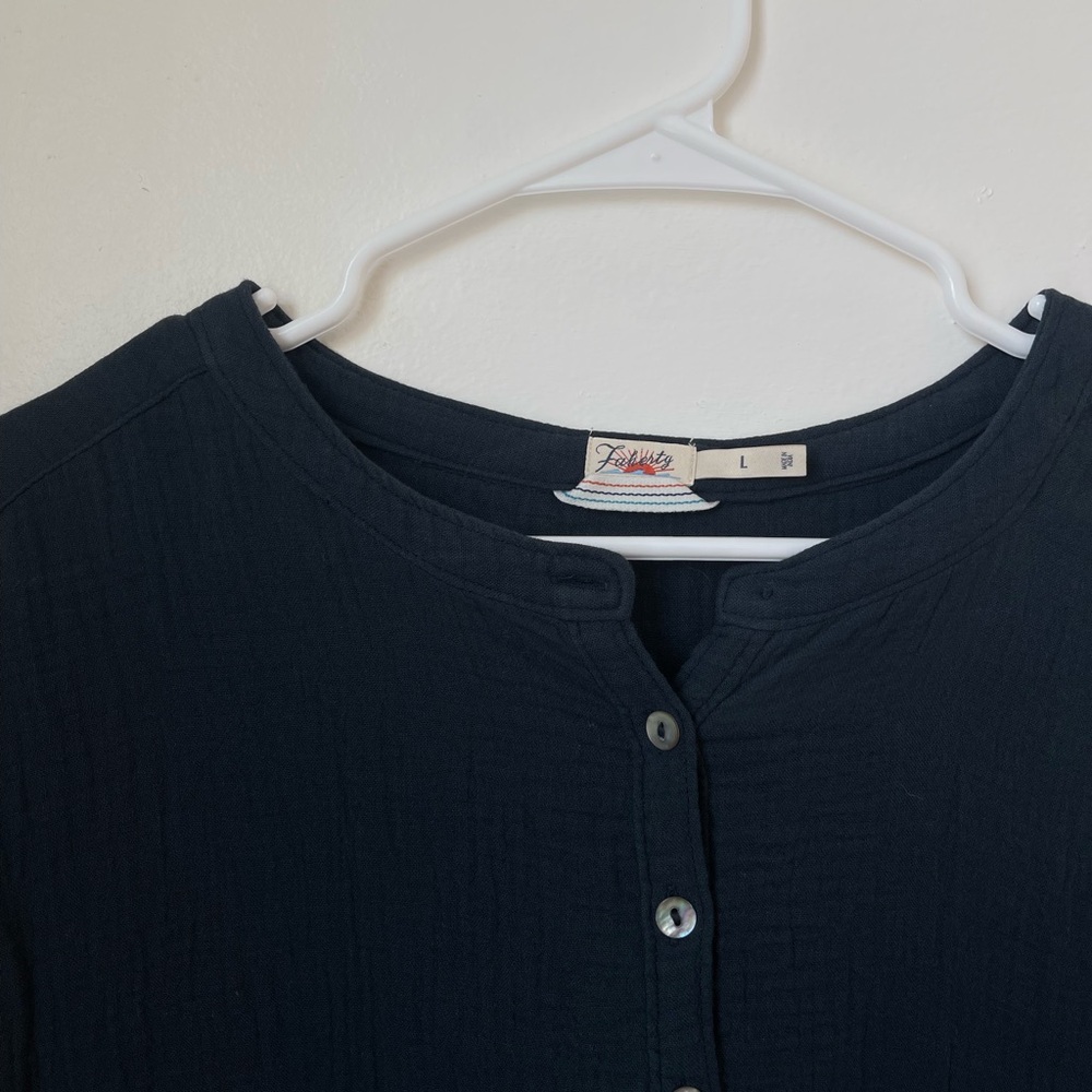 Navy blue cotton gauze top - Picture 2 of 7
